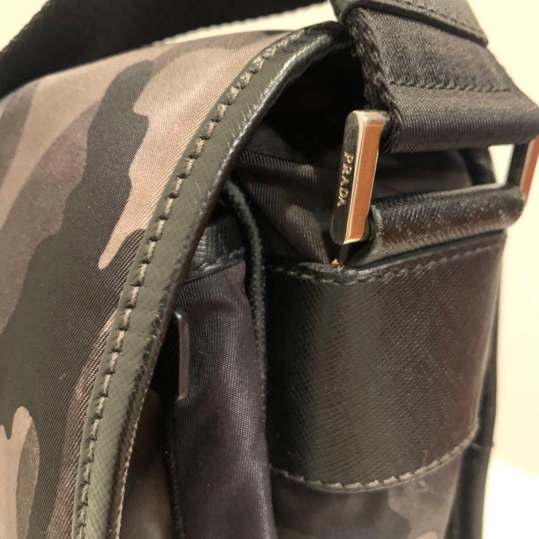 PRADA プラダ ショルダーバッグ 三角プレート　迷彩　ブラック