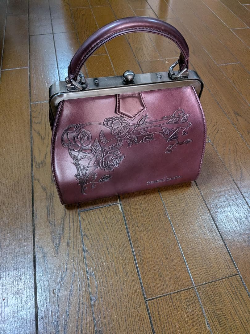 ジャンポールゴルチエ　ニューローズエンボス2WAYがま口バッグ ボルドー