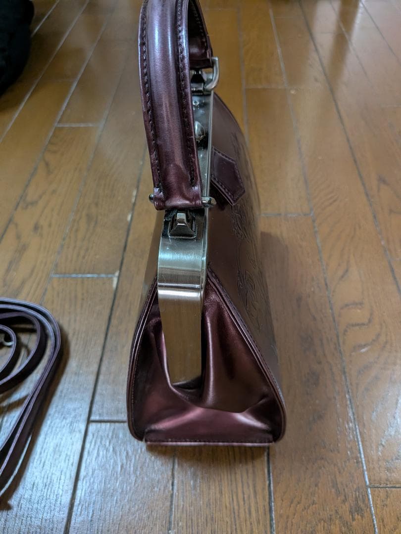 ジャンポールゴルチエ　ニューローズエンボス2WAYがま口バッグ ボルドー