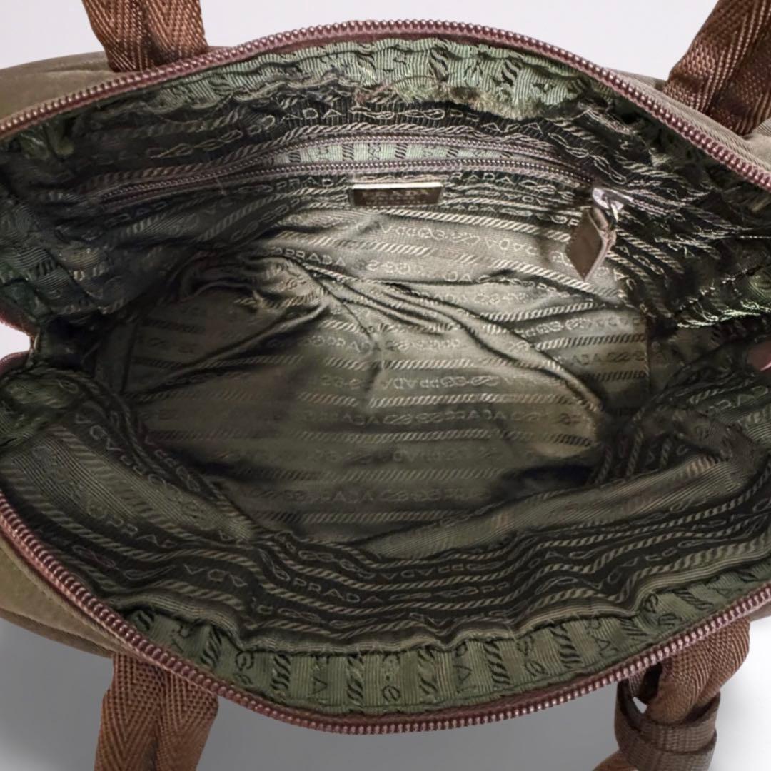 【美品・正規品】プラダ PRADA ミニボストンバッグ ナイロン カーキ 南京錠