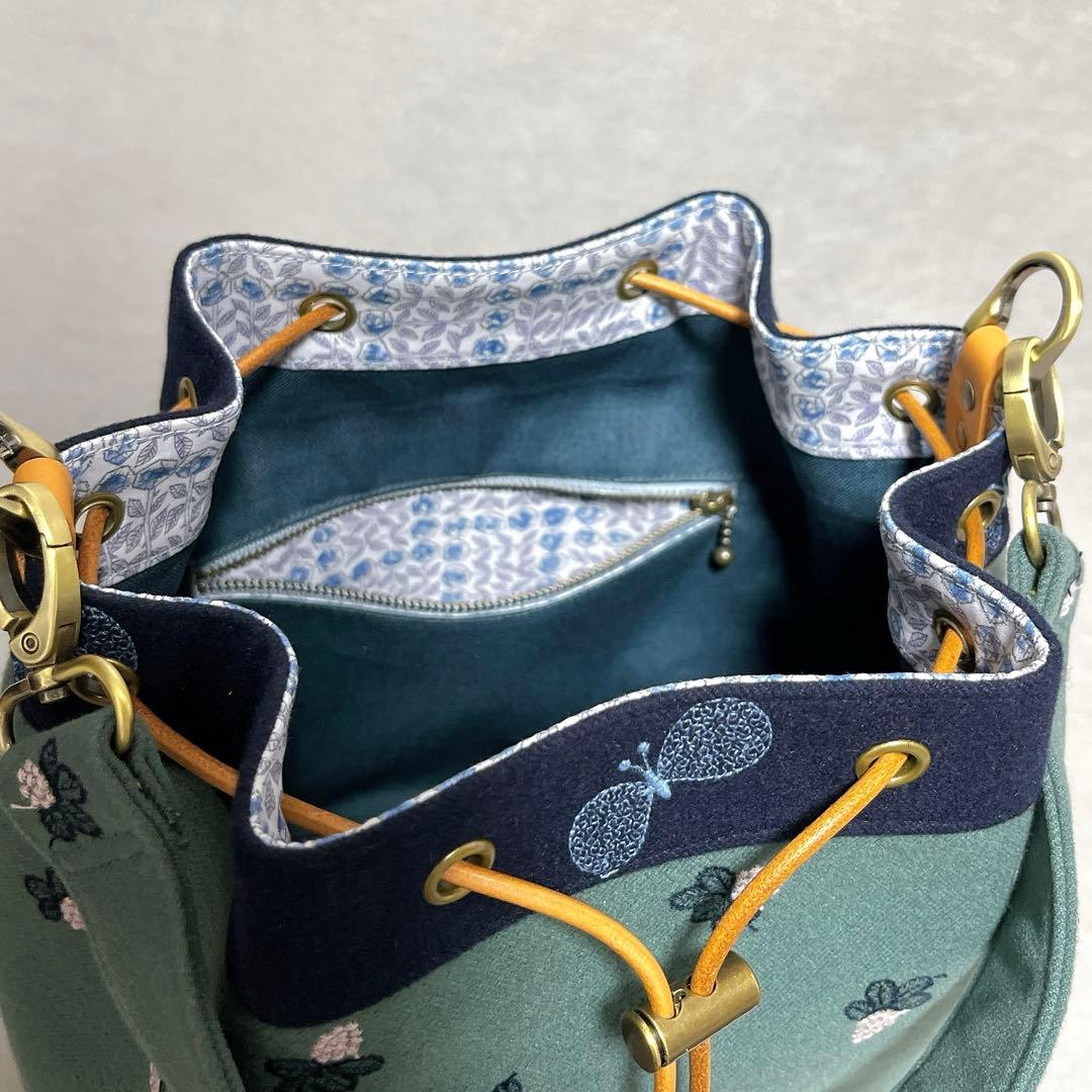 ハンドメイド　ミナペルホネン　ドローストリングバッグ⑅︎◡̈︎*