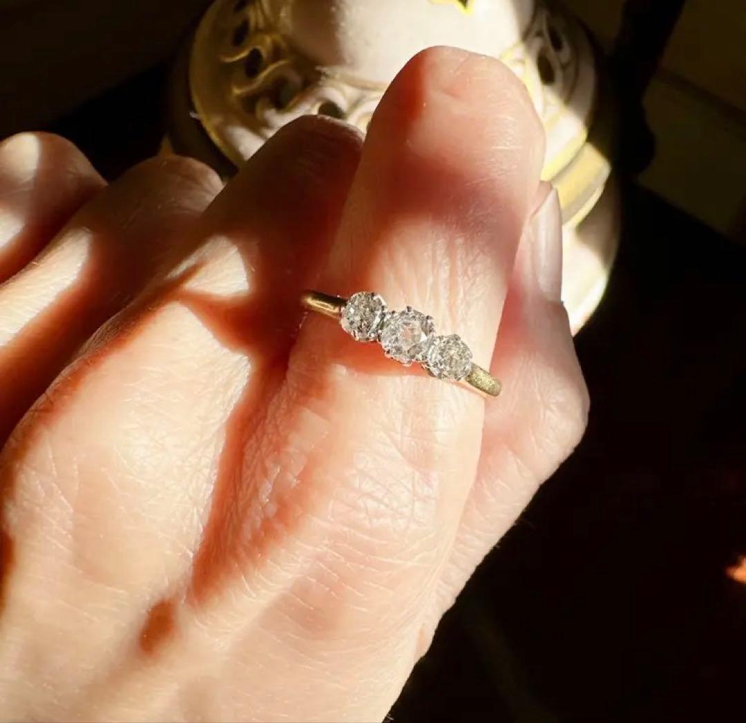 t*o様 オールドマインカットダイヤモンド　トリロジーリング　エドワーディアン