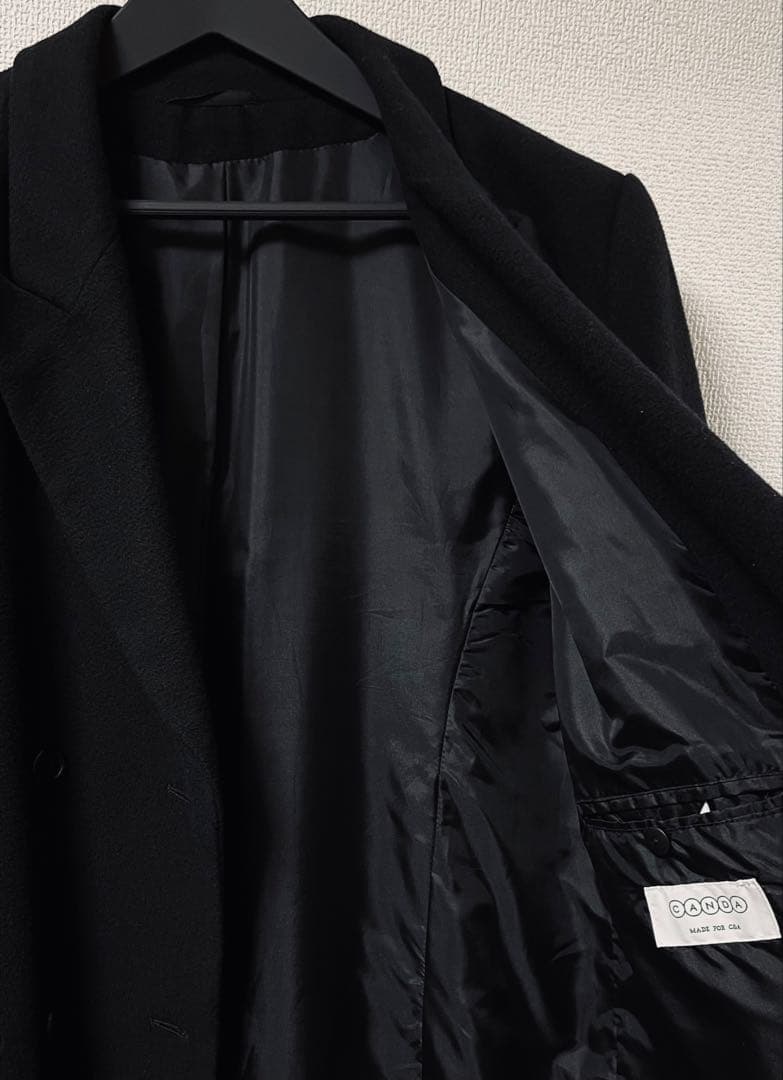 古着 canda 黒 ブラック ダブルブレスト ロングコート