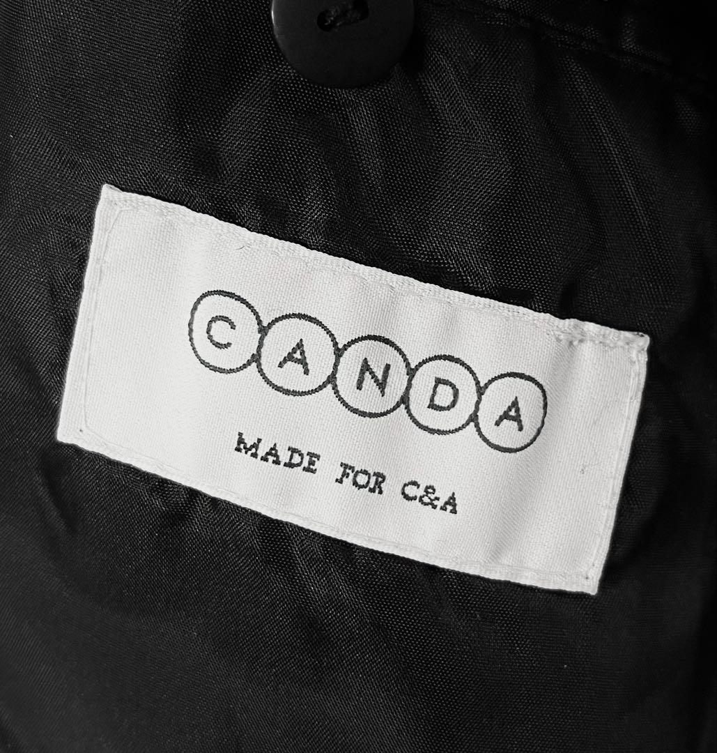 古着 canda 黒 ブラック ダブルブレスト ロングコート