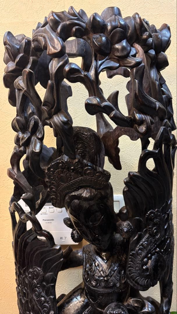 黒檀 木彫 細密彫刻 女神 83cm 大型 バリ　木彫　アジアン　ラマーヤナ神話