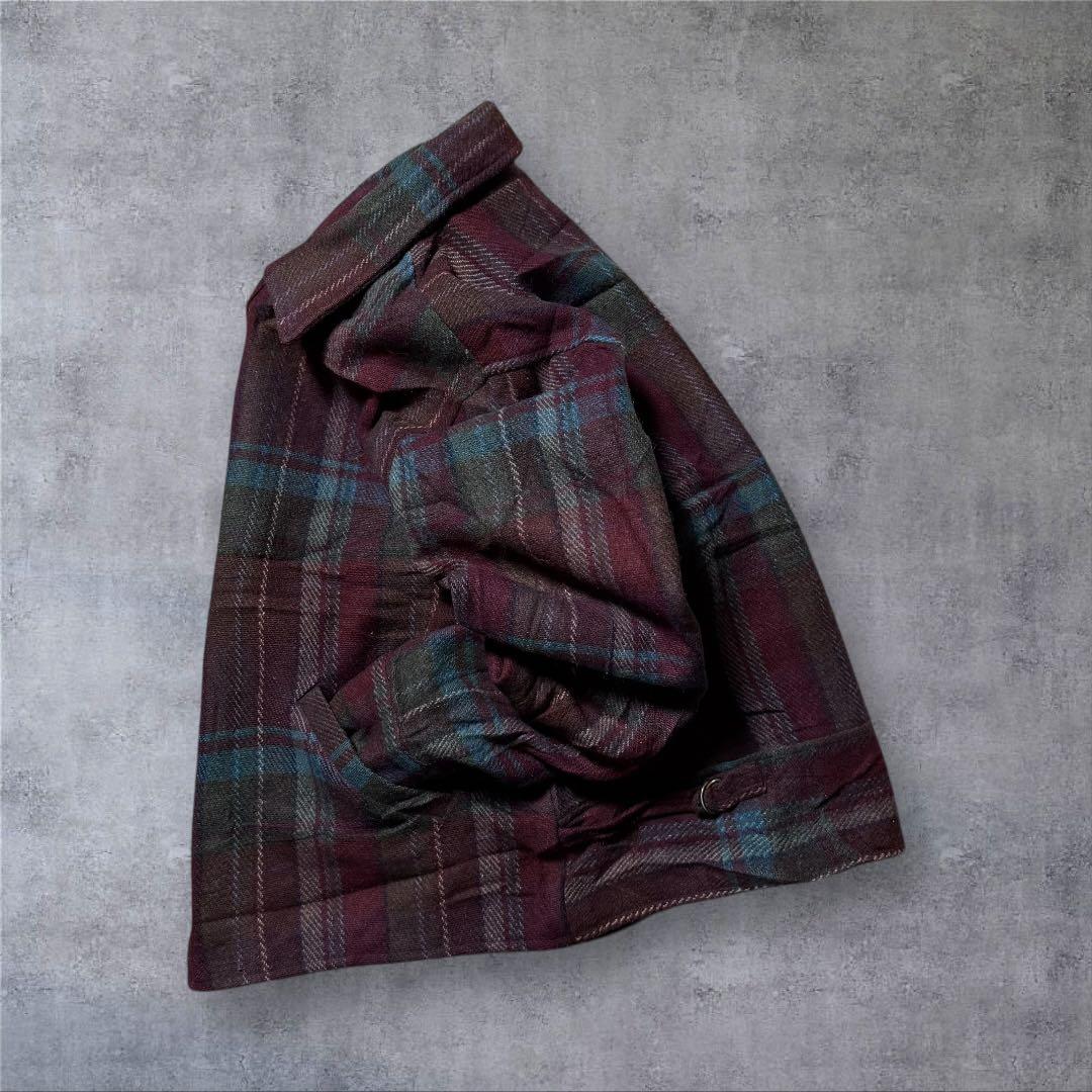 2348 古着90年代FASHION BUGウールハリントンジャケット短丈好配色