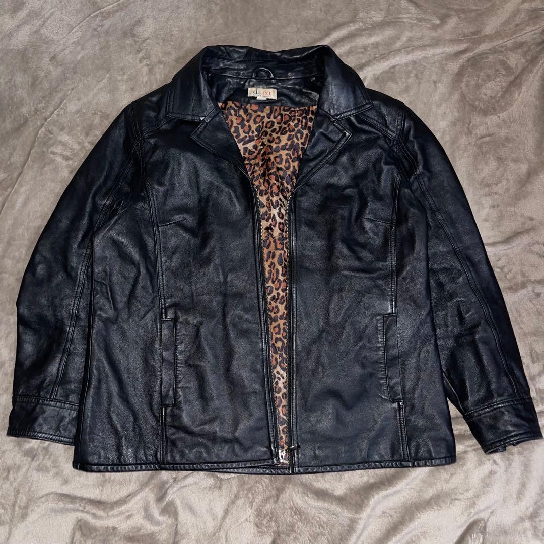 00s y2k 平成 レザー シングルライダース レオパード