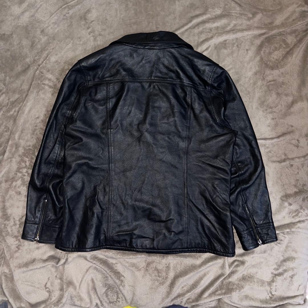 00s y2k 平成 レザー シングルライダース レオパード