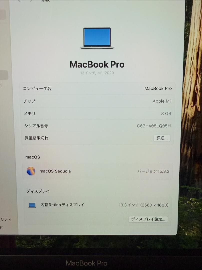 MacBook Pro M1チップ 13インチ シルバー 512GB SSD