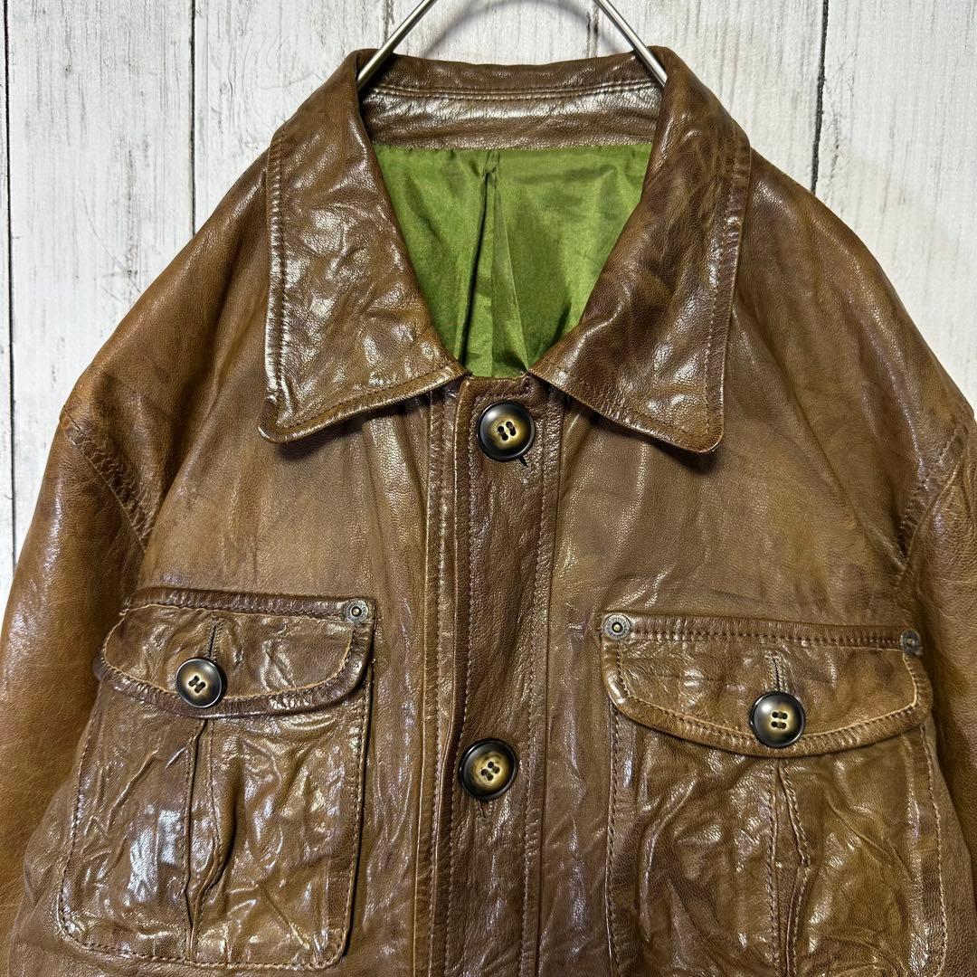 【291295=HOMME】ゴートスキン☆レザージャケット☆ライダース☆本革　3