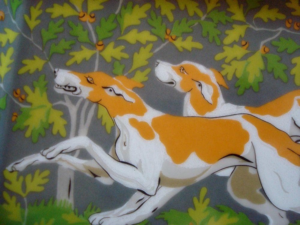 エルメス　HERMES　　灰皿　アッシュトレイ 葉っぱと走る犬