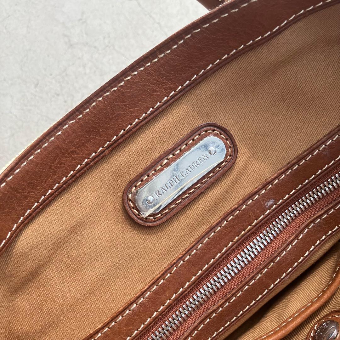 Ralph Lauren トートバッグ キャンバス素材 本革ハンドル タッセル