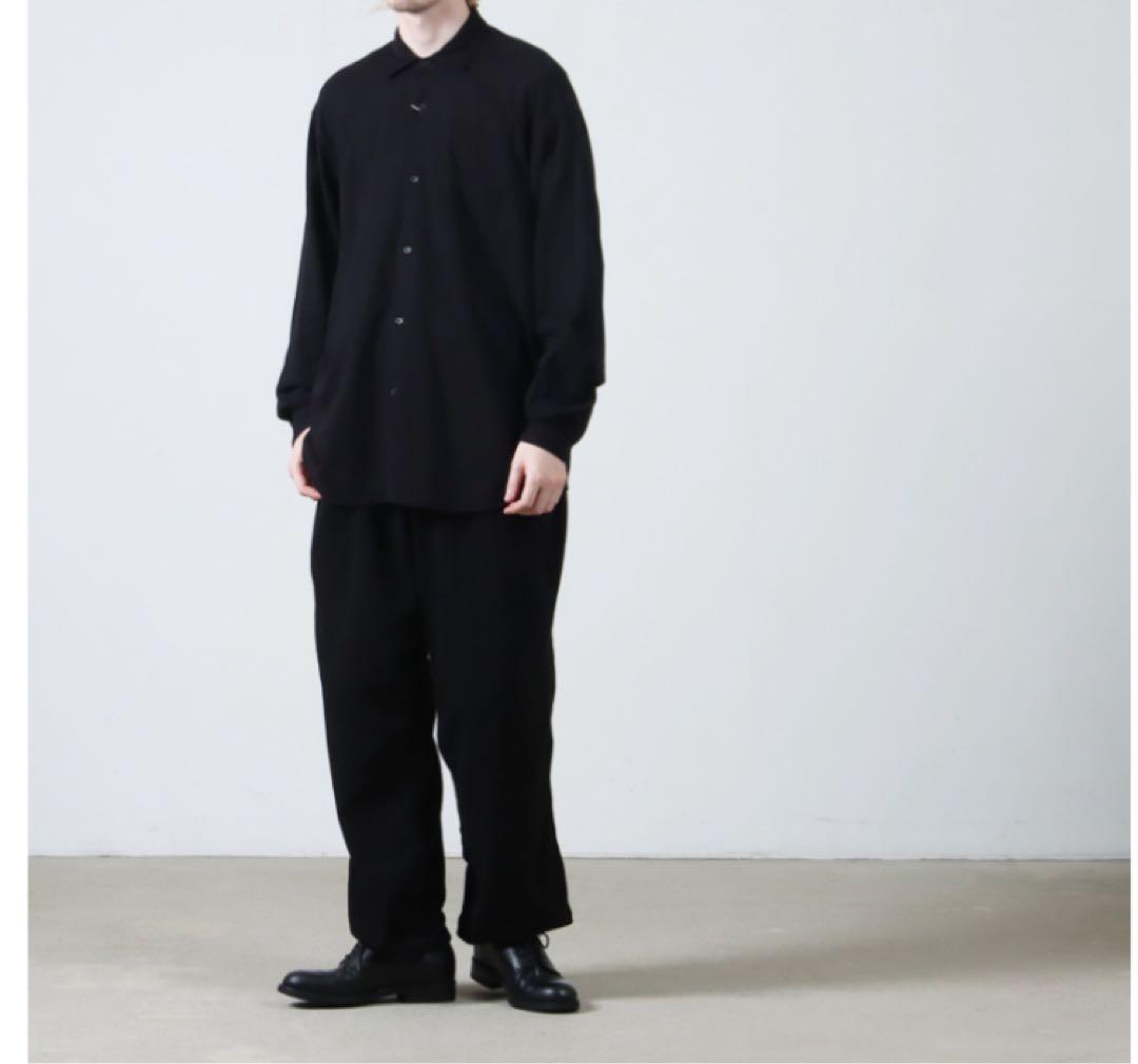 COMOLI 25SS ジャージ コモリシャツ サイズ1 ブラック