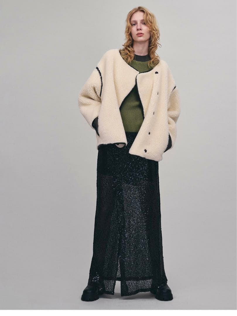 美品!AKTE＊ボアミドルブルゾン