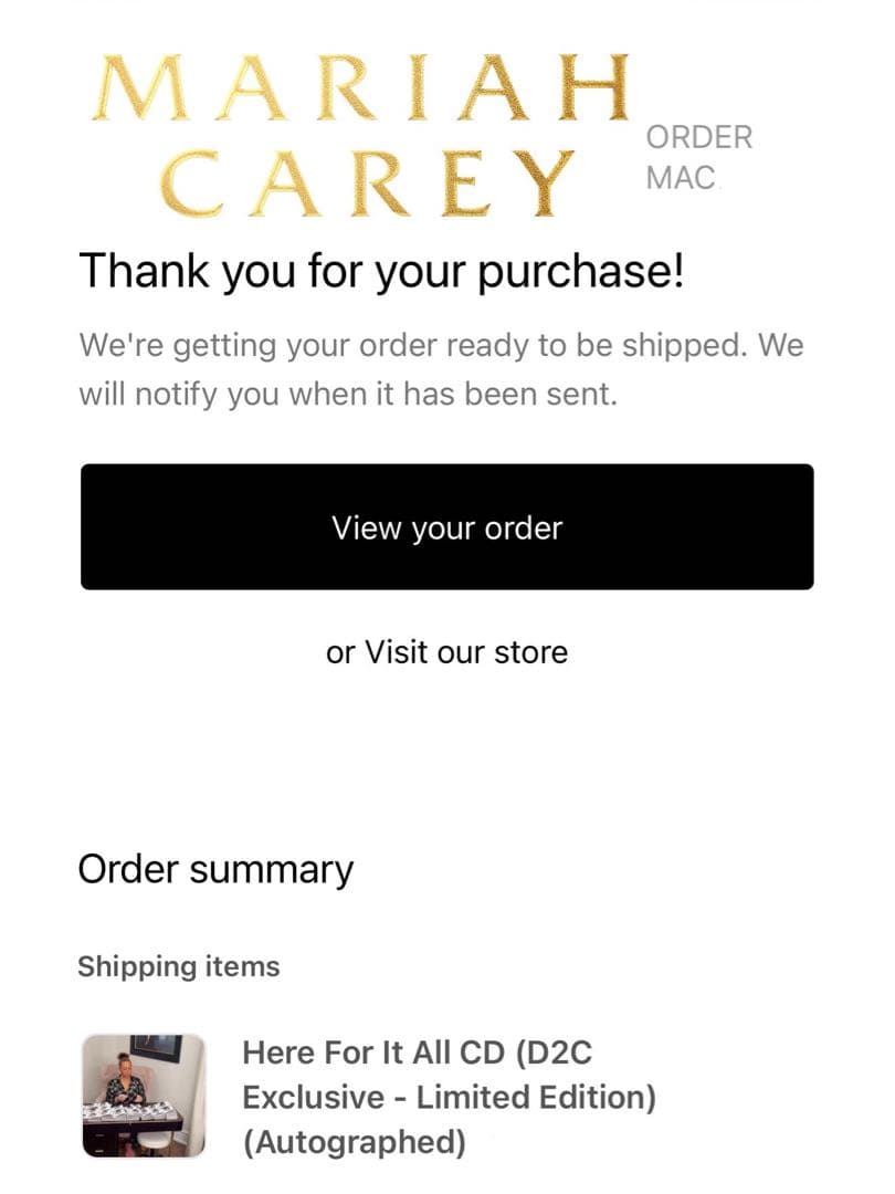 直筆サイン入り マライアキャリー 「ヒア フォー イット オール」 新品CD