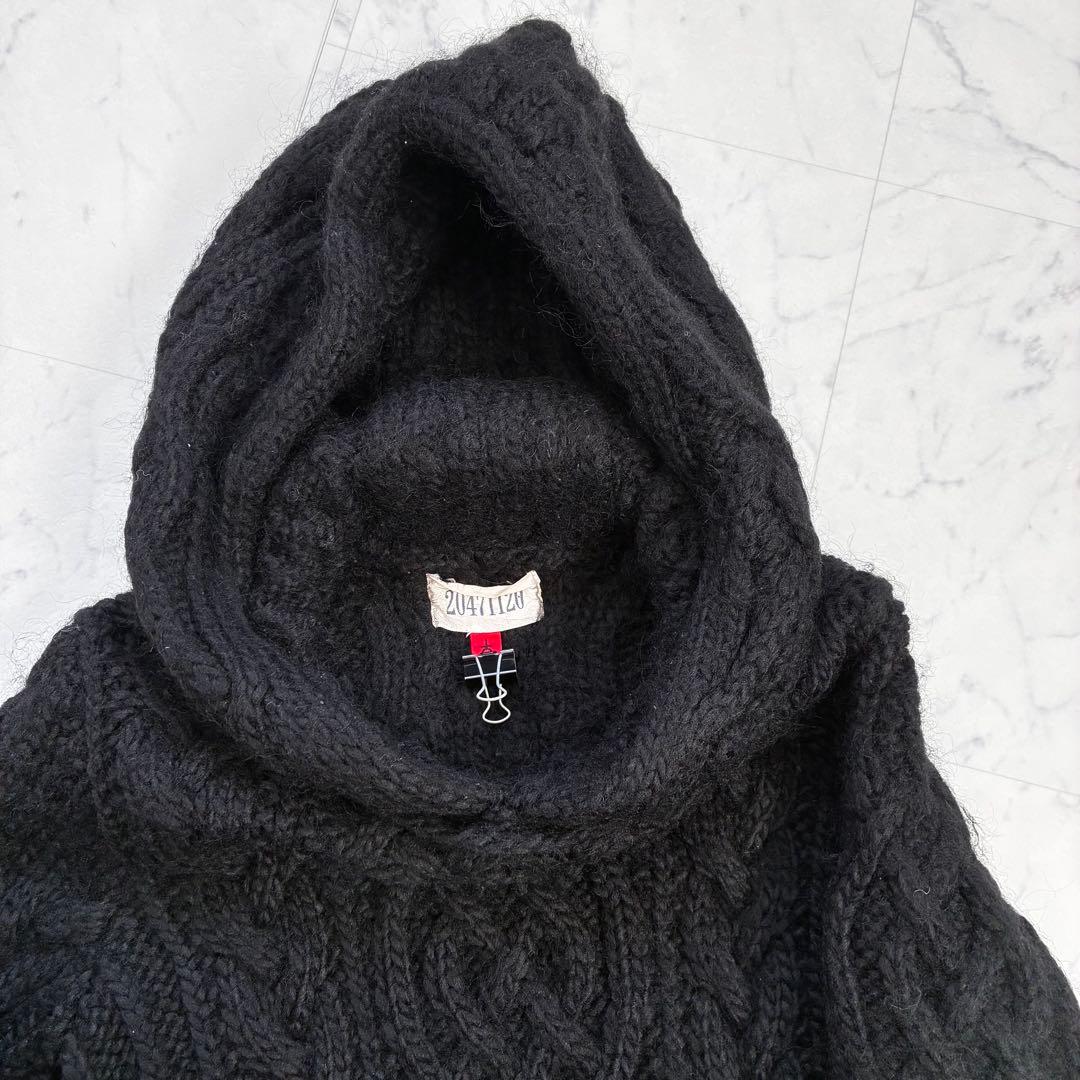 20471120 変形ニットパーカー ブラック Y2K M相当 90s