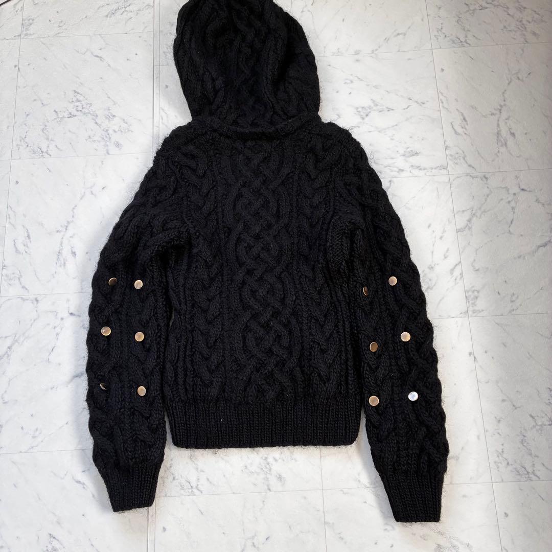 20471120 変形ニットパーカー ブラック Y2K M相当 90s