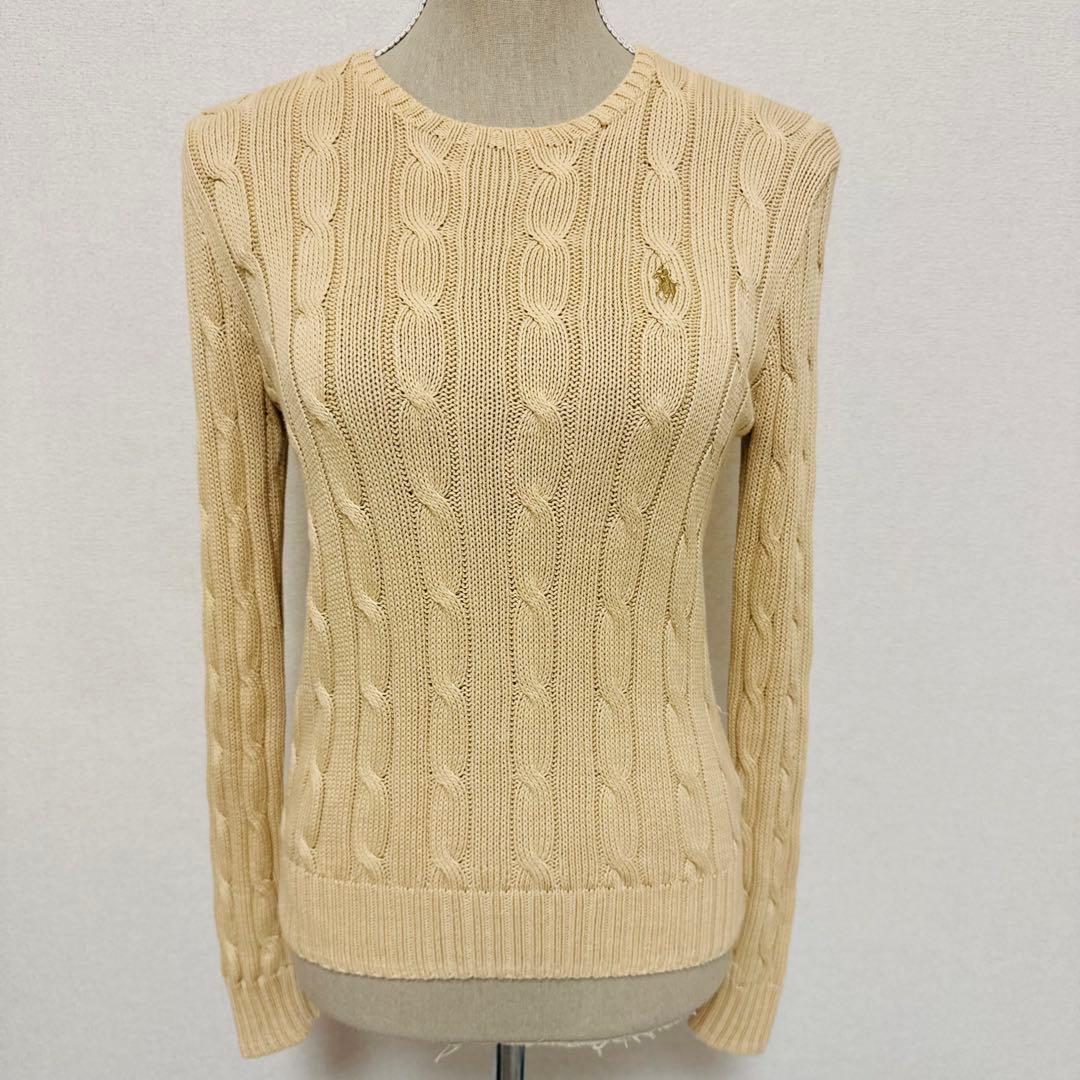POLO RALPH LAUREN　ラルフローレン　ケーブルニット　ベージュ　S