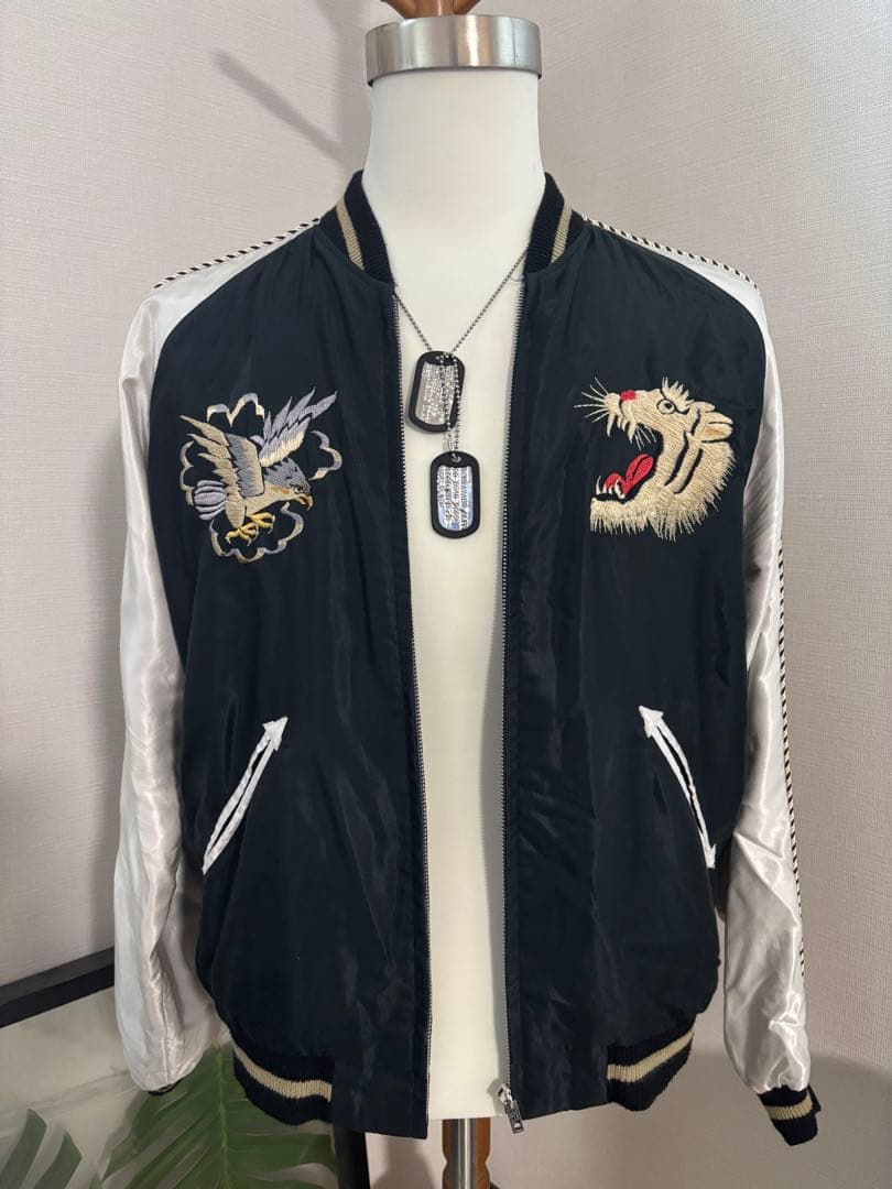 テーラー東洋　ブラック/ ネイビーブルー リバーシブル　スカジャン ヒノヤ別注