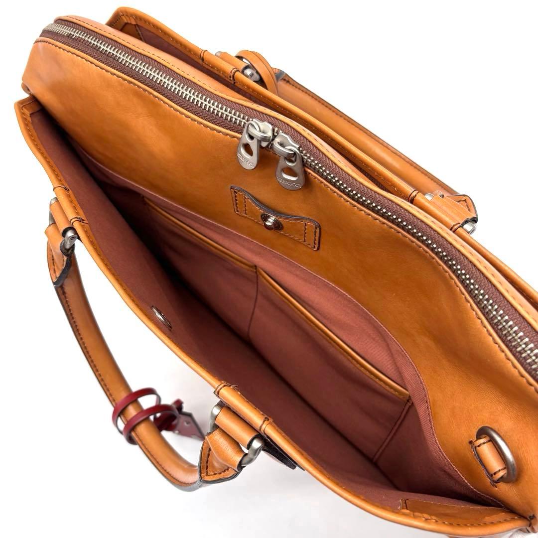 ✨美品✨エルゴポック　ビジネスバッグ　A4可　2way　オールレザー　キャメル