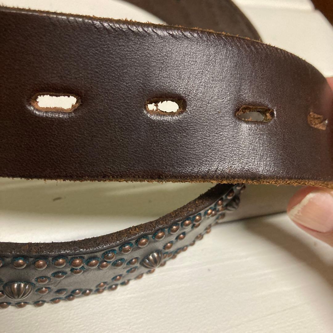 ミ*コ様 1度着用のみ　HTC スタッズベルト　ブラウン　シェル　34