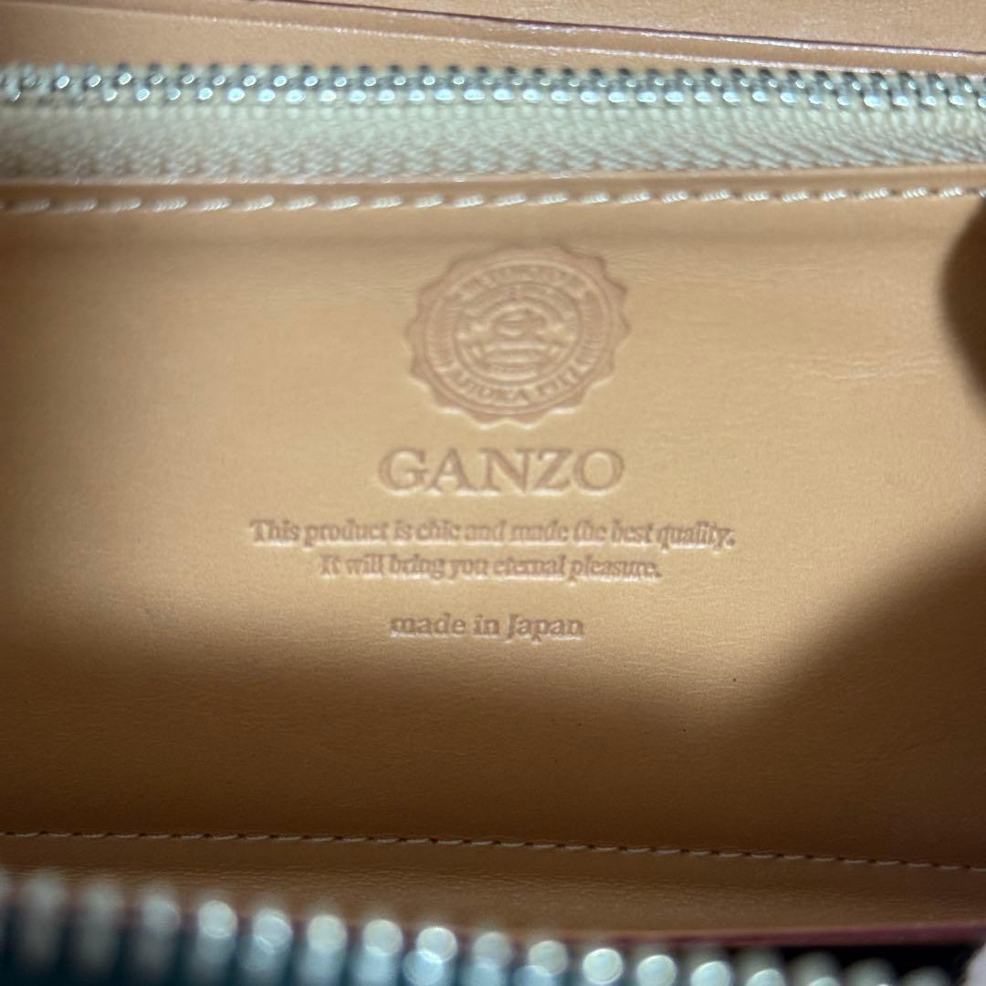 【良品】GANZO コードバン　ラウンドファスナー長財布 ダークグリーン