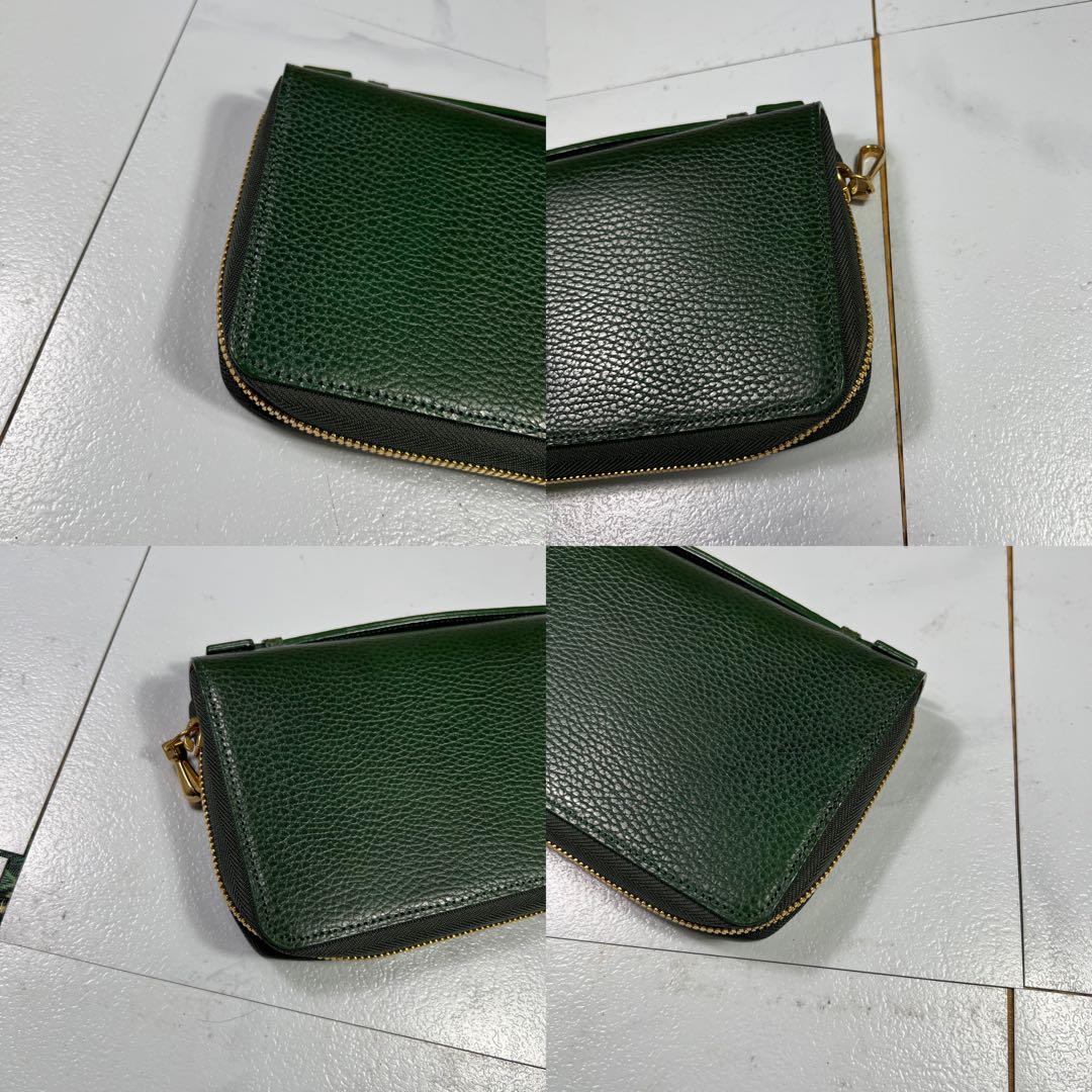 極美品 KUBERA 9981 長財布 オーガナイザー ラウンドジップ グリーン