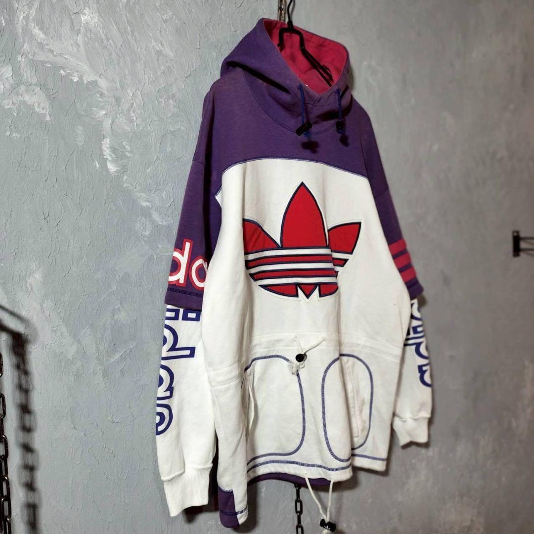 adidas アディダス 80s後期〜90s スウェット　パーカー　刺繍ロゴ