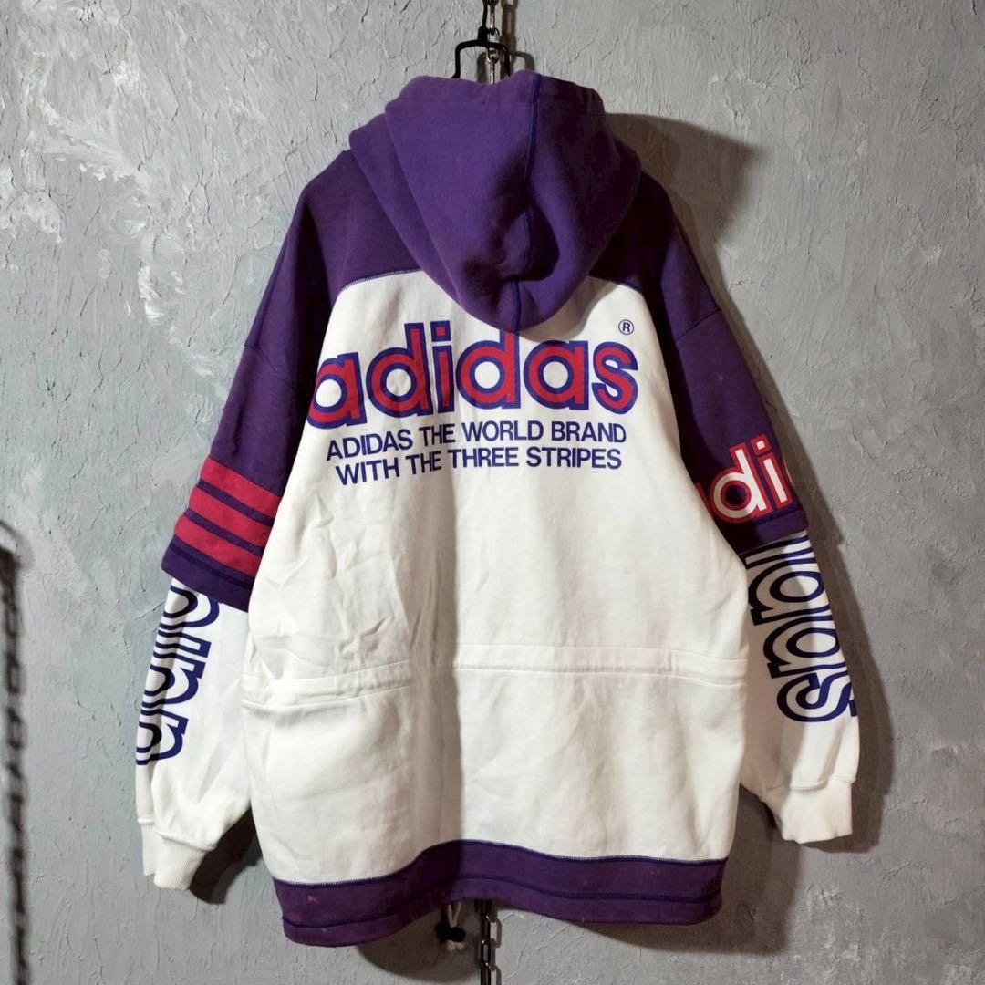 adidas アディダス 80s後期〜90s スウェット　パーカー　刺繍ロゴ