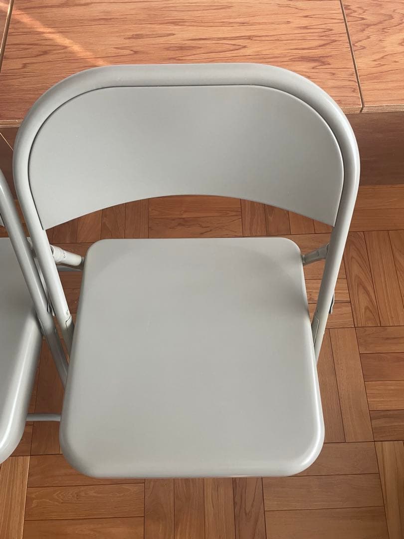 TUBULAR STEEL FOLDING CHAIR グレー2脚