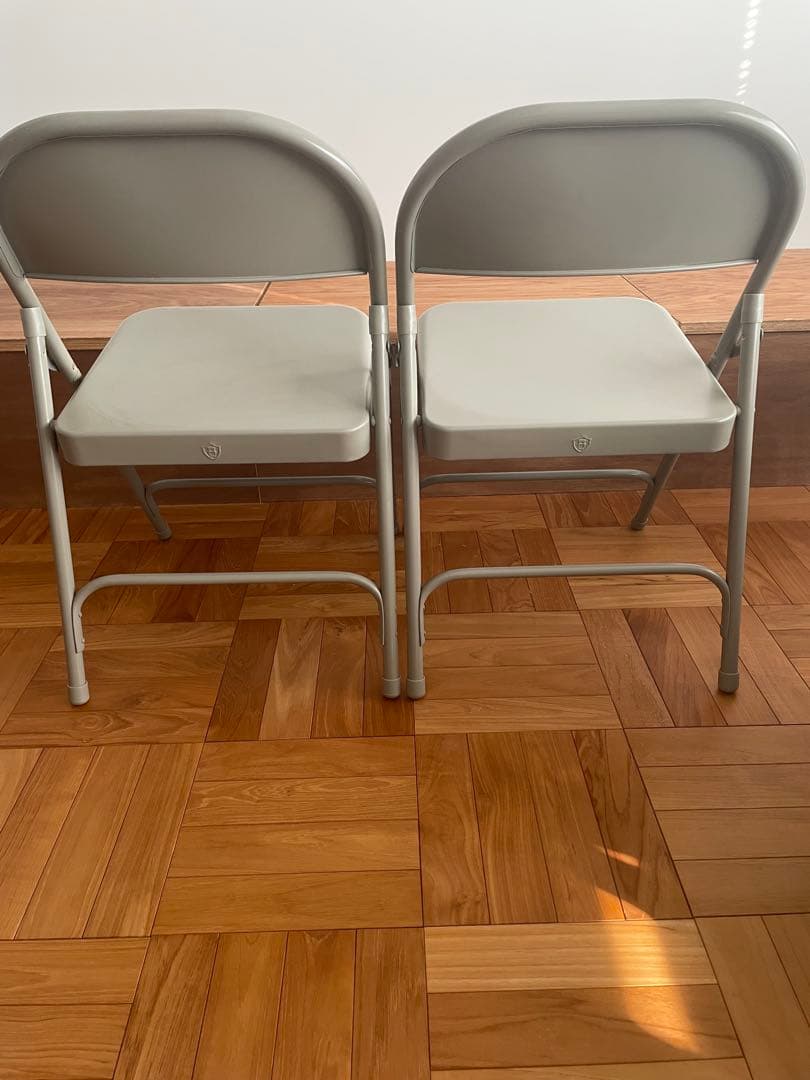 TUBULAR STEEL FOLDING CHAIR グレー2脚
