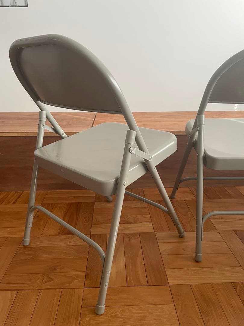 TUBULAR STEEL FOLDING CHAIR グレー2脚