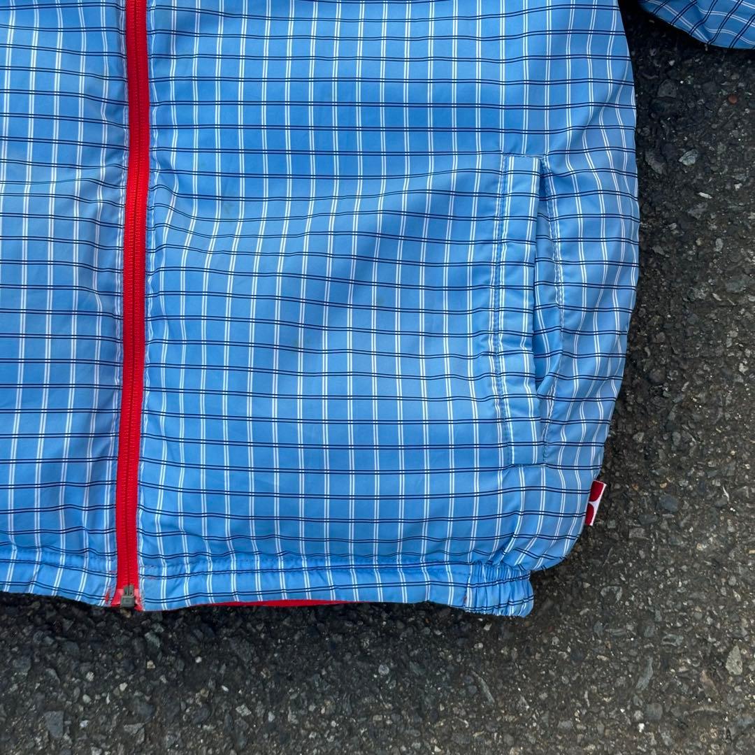 00s Nike ダウンジャケット リバーシブル ロゴ刺繍 チェック 水色