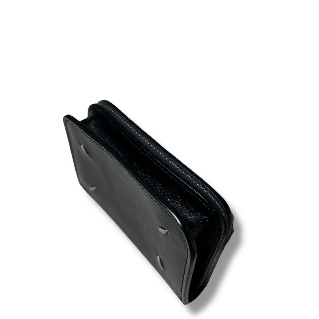 メゾンマルジェラ カードケース 名刺入れ ブラック シルバー ステッチ レザー