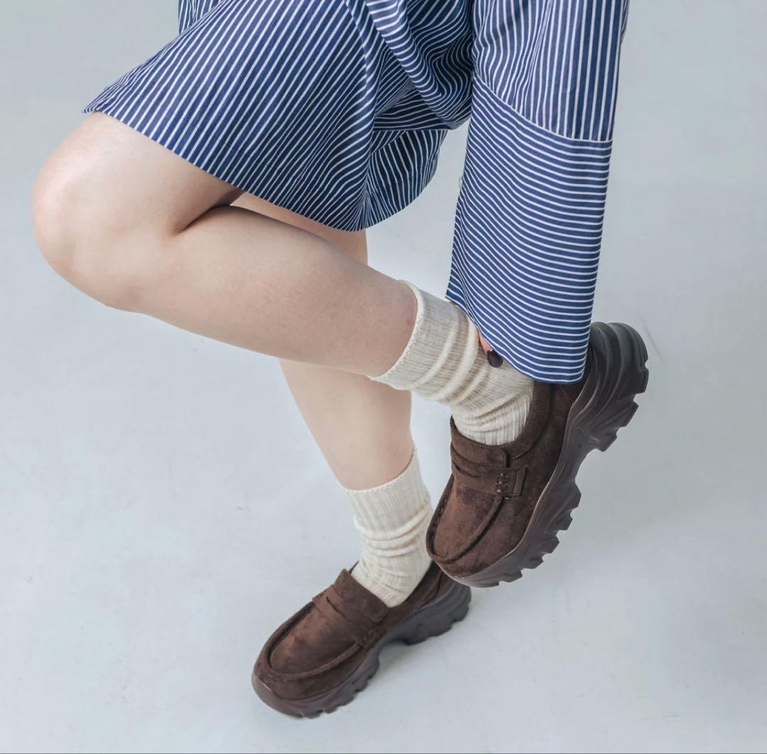 お値下不可EVOL♡新品スニーカーソールローファー IZ5849 （ブラウン）S