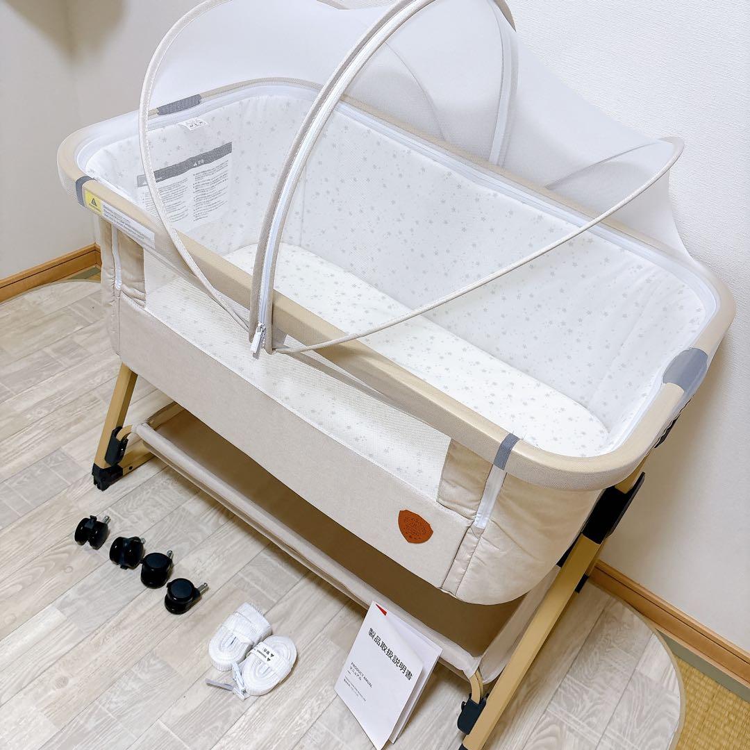 極美品♡HZDMJ ベビーベッド 付属品完備！ 折り畳める 持ち運びベッド