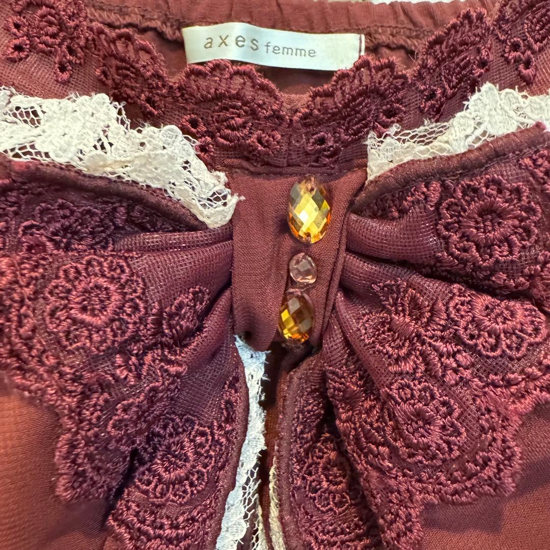 【希少】00s 美品 axes femme ビッグ リボン キャミソール 赤 M