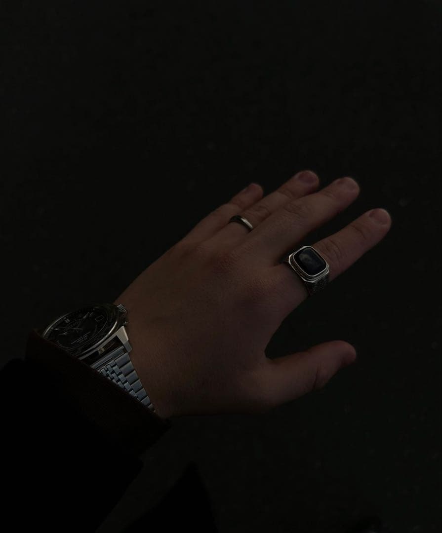 価格相談可　Gerochristo ブラックオニキス シルバーリング　約19号