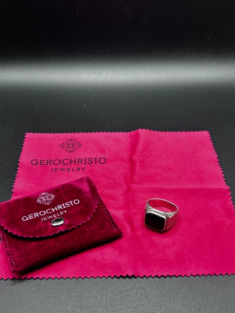 価格相談可　Gerochristo ブラックオニキス シルバーリング　約19号