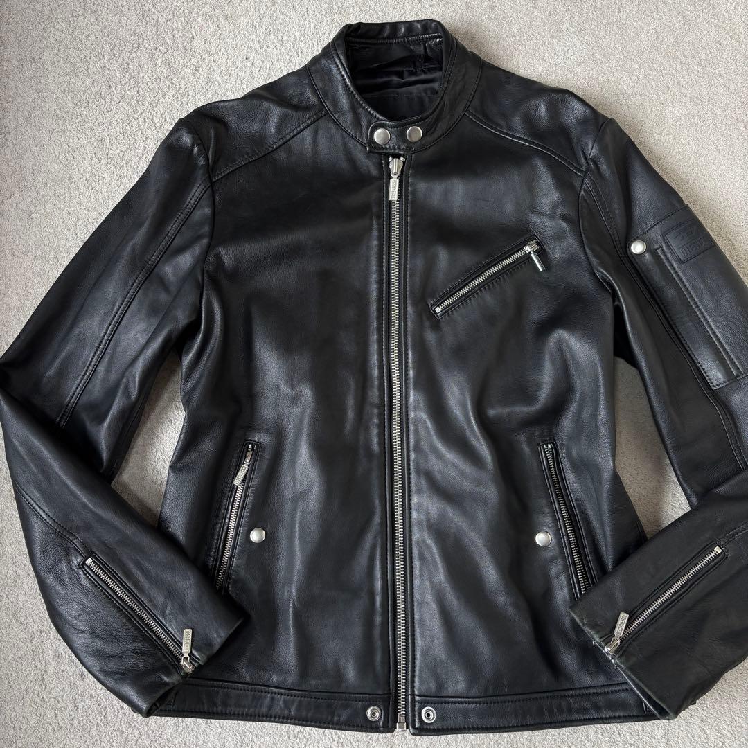 DIESEL レザージャケット XLサイズ ライダース シープスキン ブラック