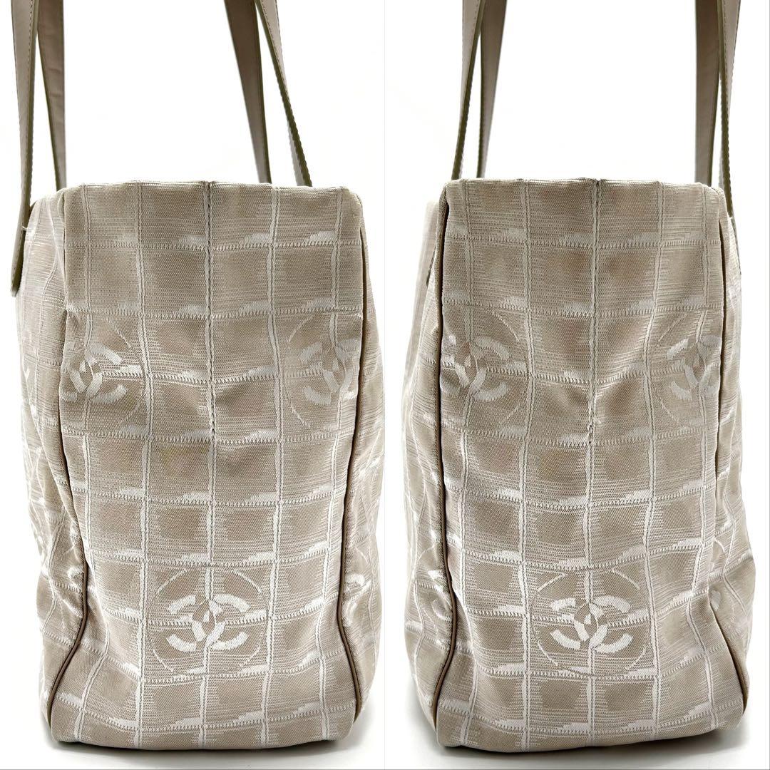 美品 シャネル ニュートラベルライン ハンドバッグ ココマーク ナイロン レザー