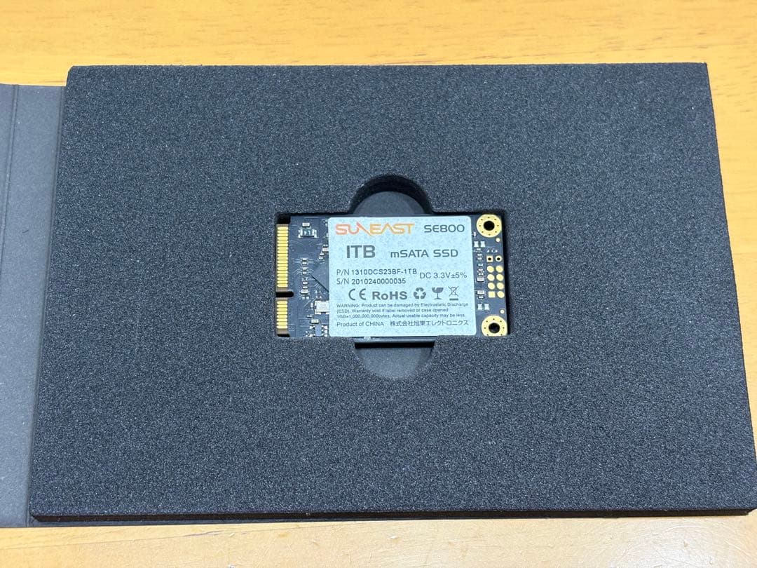 大容量 mSATA SSD 1TB SUNEAST SE800 低頻度利用