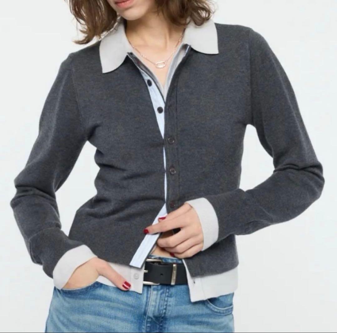 MOUSSY DOUBLE LAYERED ニットシャツ C.GRY