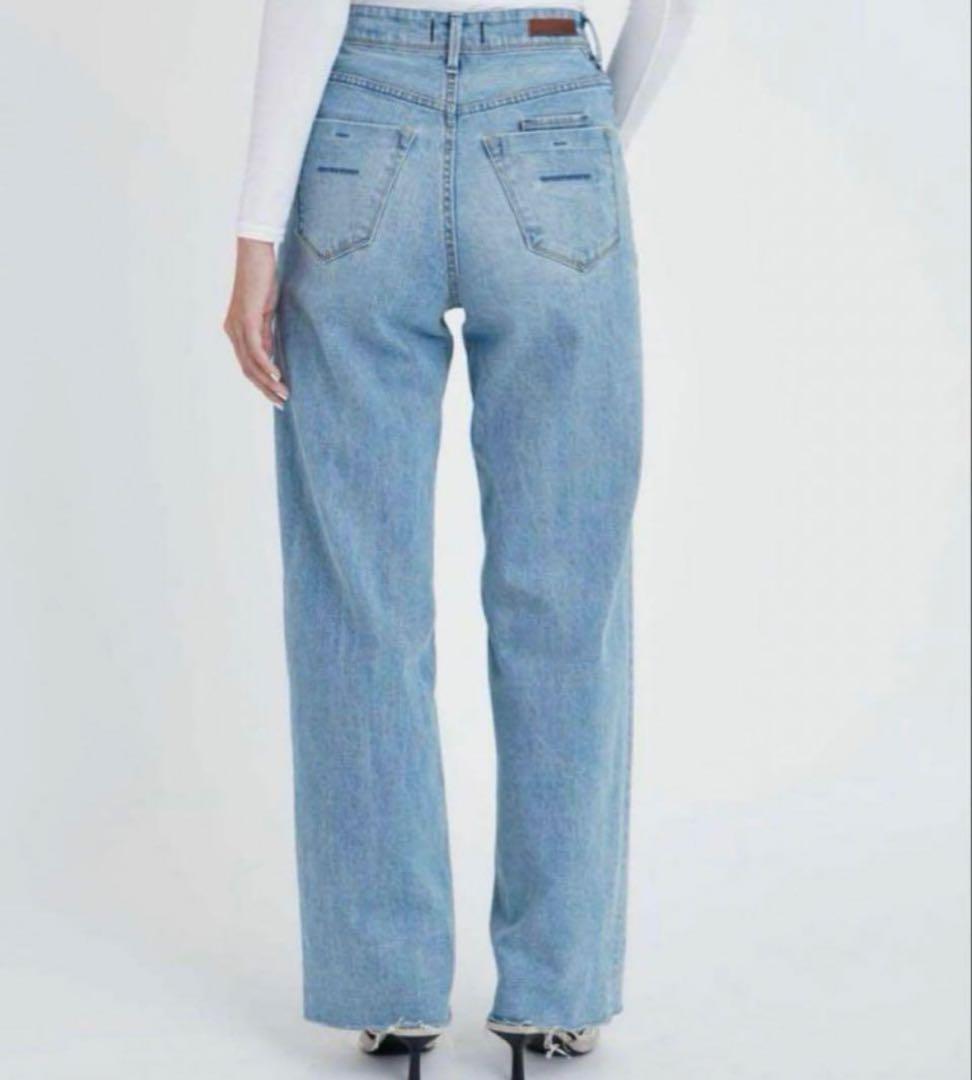 極美品✨ ヤヌーク リリス ライトブルー デニムパンツ ワイドストレート 25