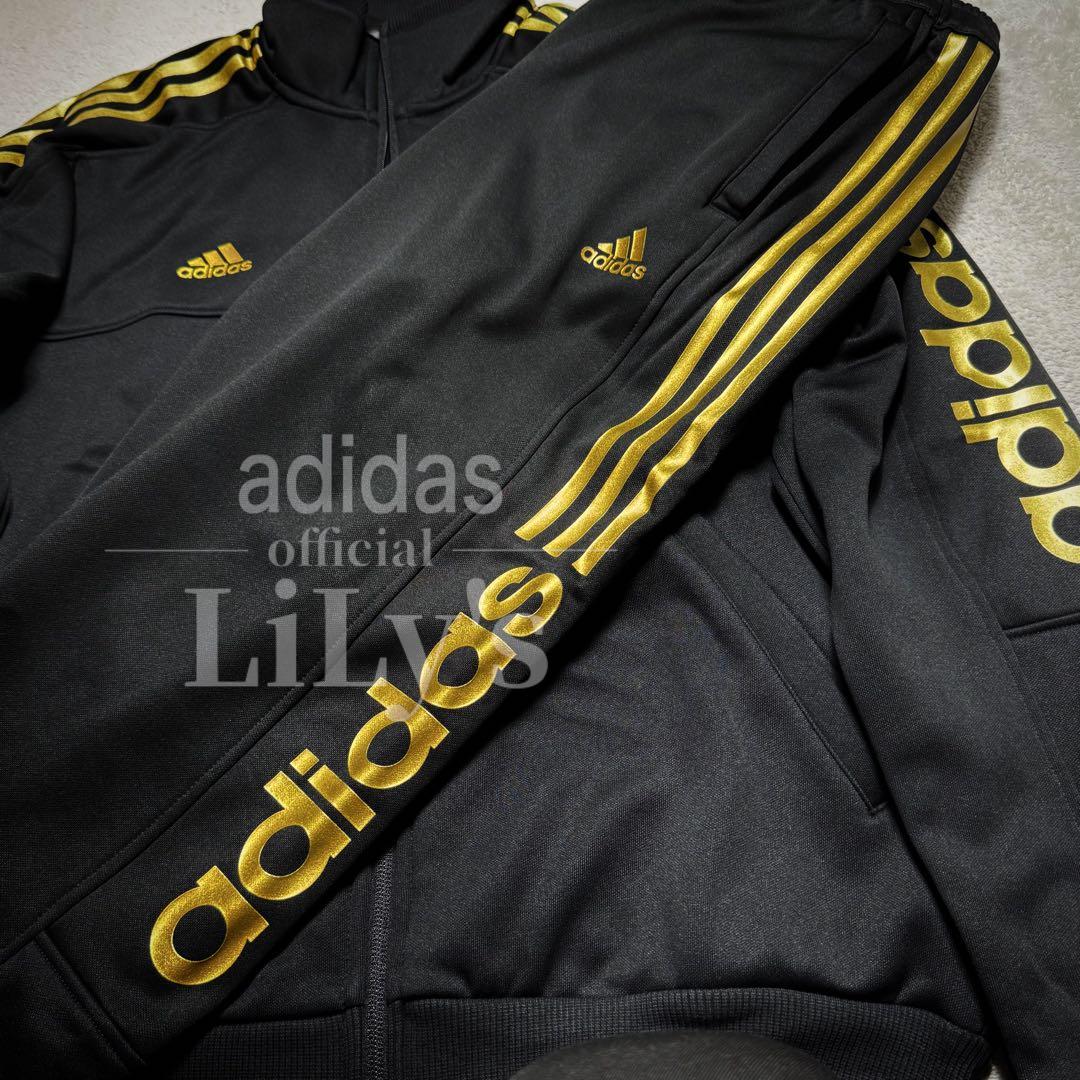 【Ｌサイズ】adidas上下セットアップ　新品　黒金　定価17,600円　裏起毛
