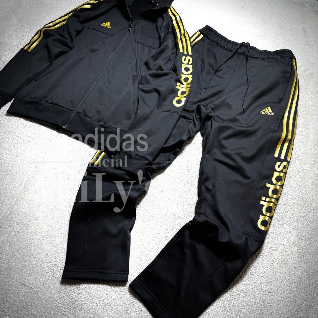 【Ｌサイズ】adidas上下セットアップ　新品　黒金　定価17,600円　裏起毛