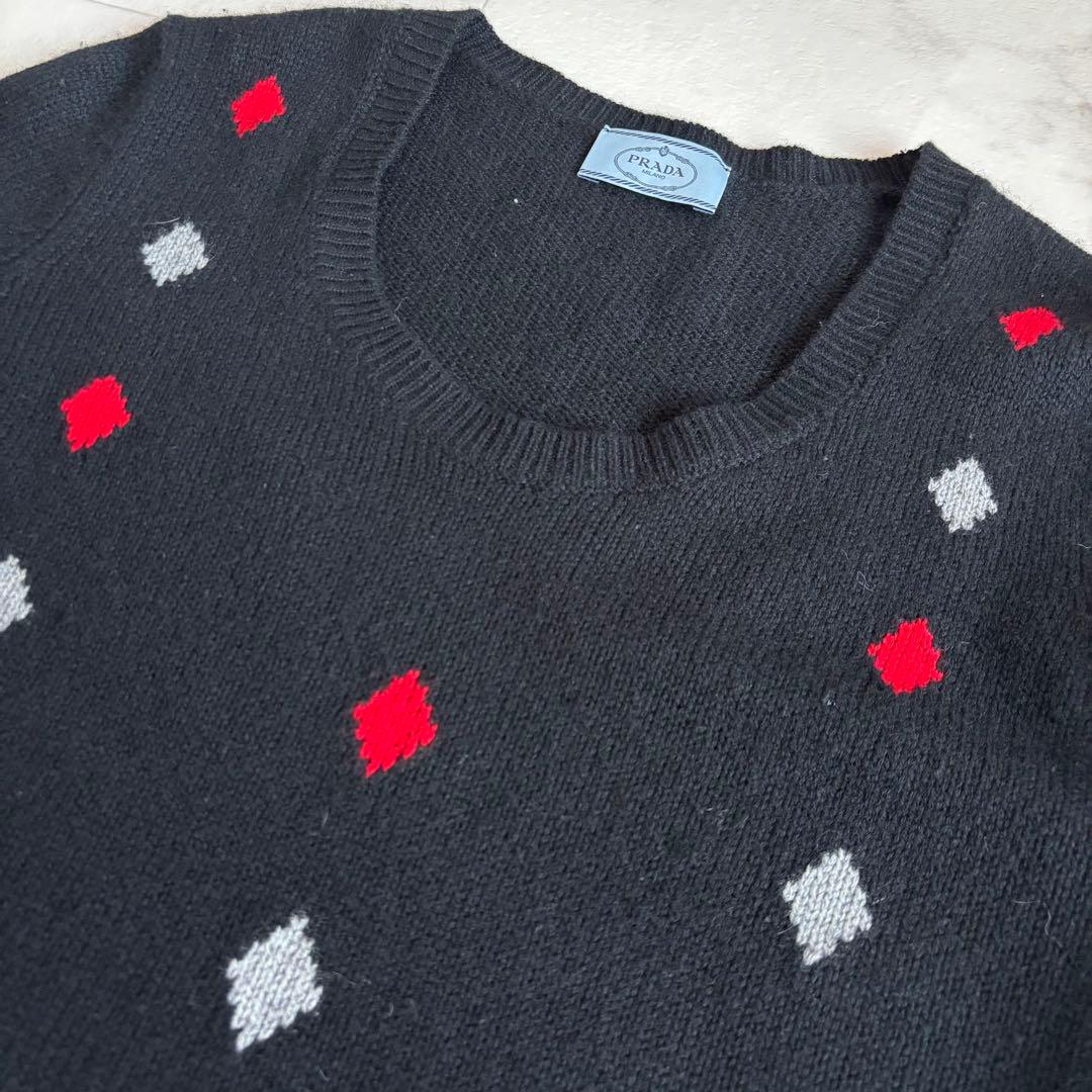 PRADA プラダ カシミヤ100% Uネックニット セーター 40 ブラック