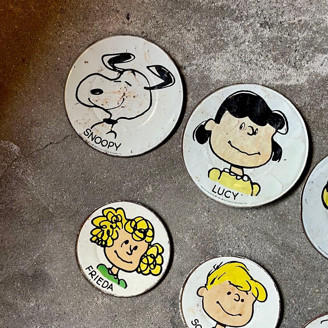 ヴィンテージ 7枚セットpeanutsスヌーピーブリキトレイ50's60's