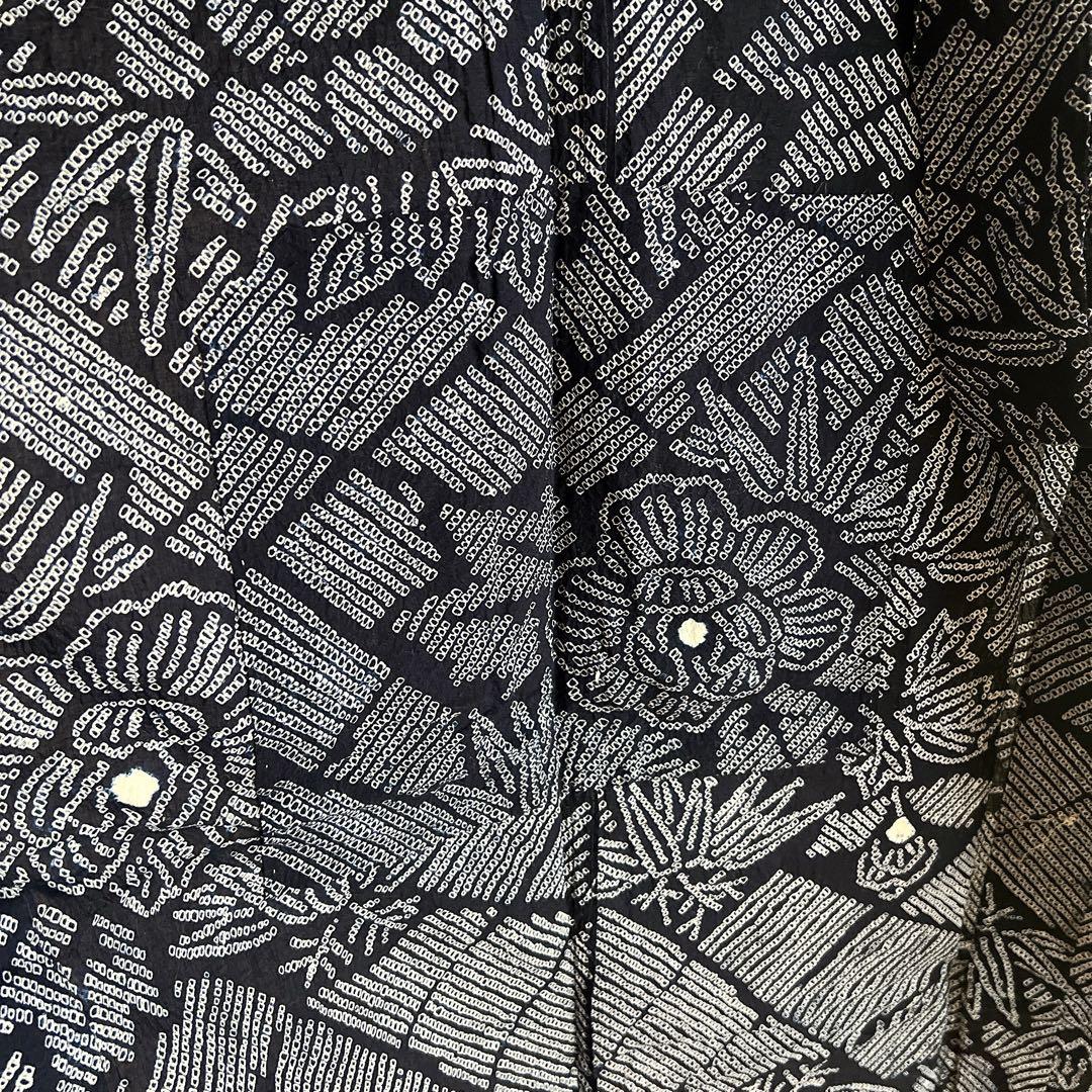 有松絞り　浴衣　Sサイズさんに　木綿半幅帯セット　麻の葉柄帯