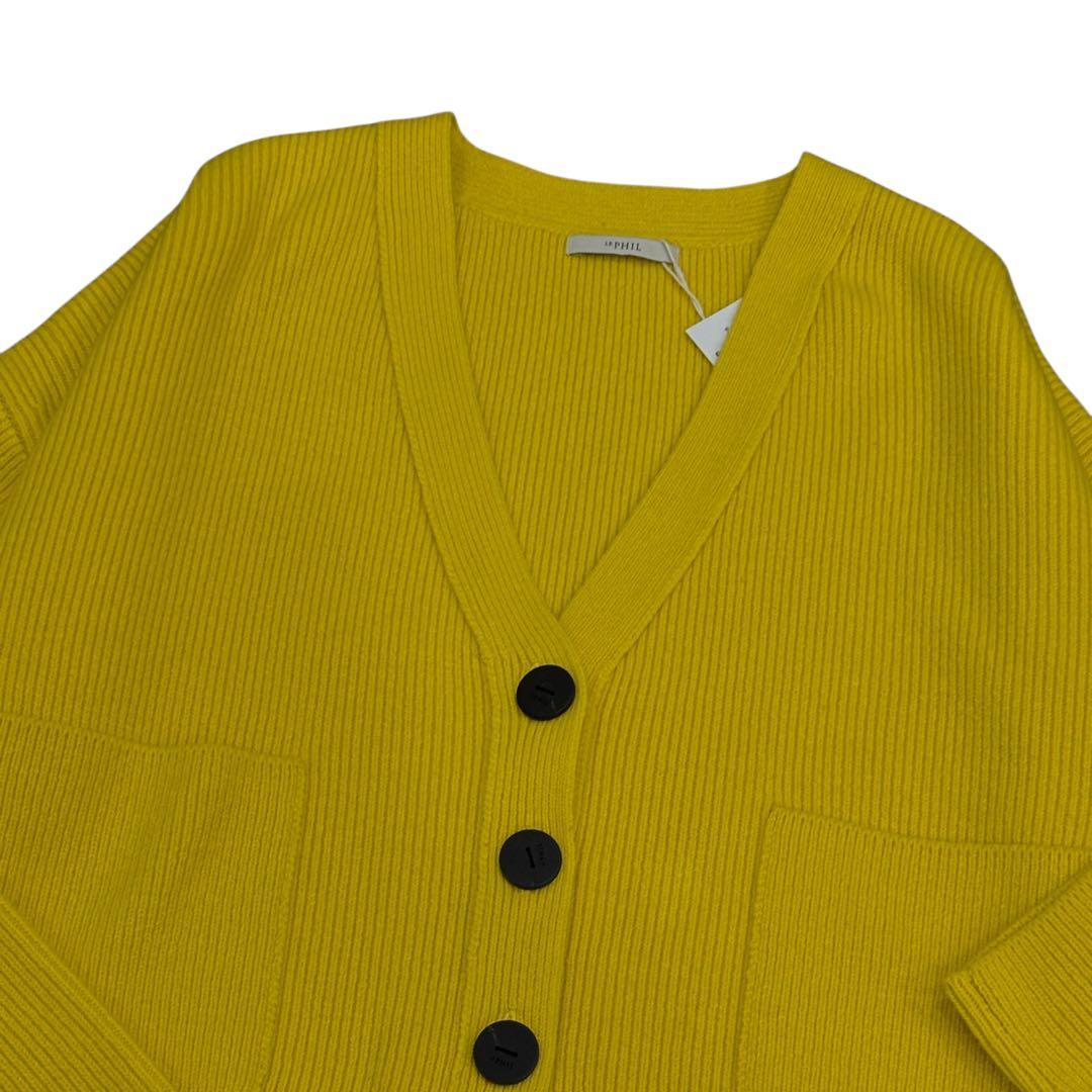 新品未使用　LE PHIL ルフィル ウールコンパクトカーディガン 黄 フリー